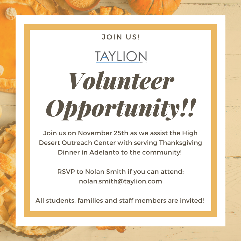 Taylion Volunteer Opportunity