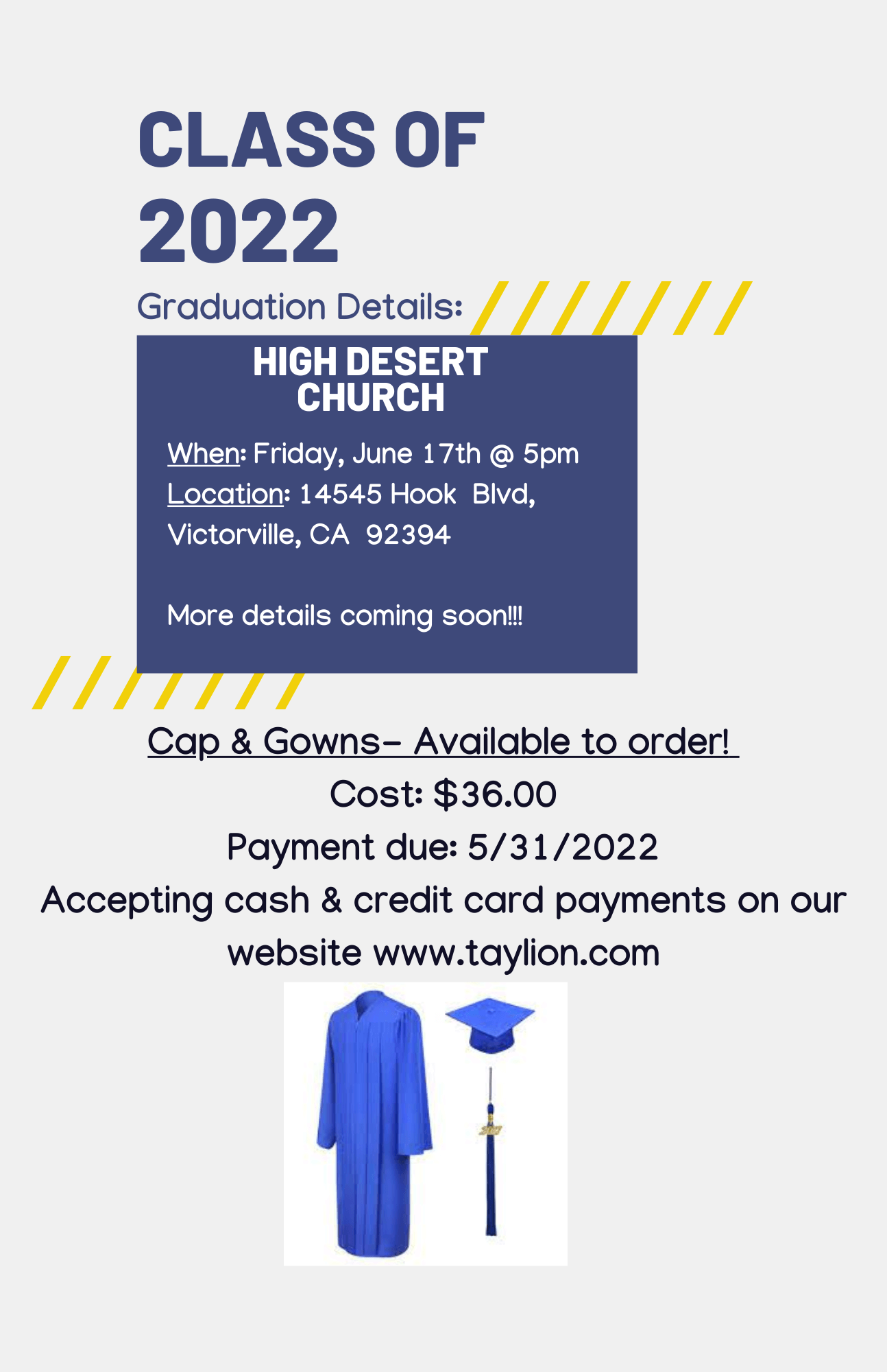 Cap and Gowns- Available to order